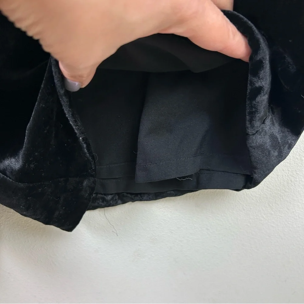 Garnet Hill Black wide-leg velvet velour pants rayon/silk blend pull on pants - Picture 5 of 9